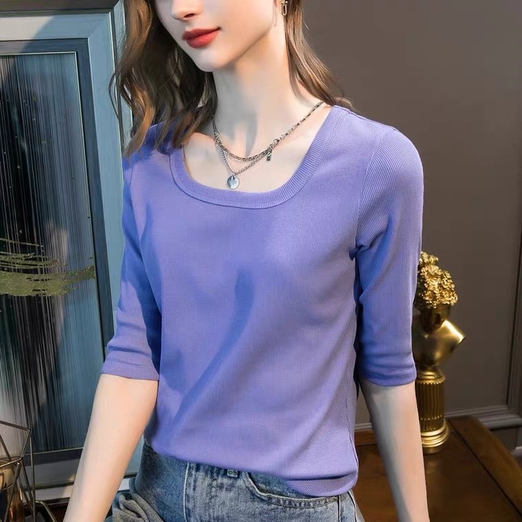 中袖t恤女春夏2025新款五分袖