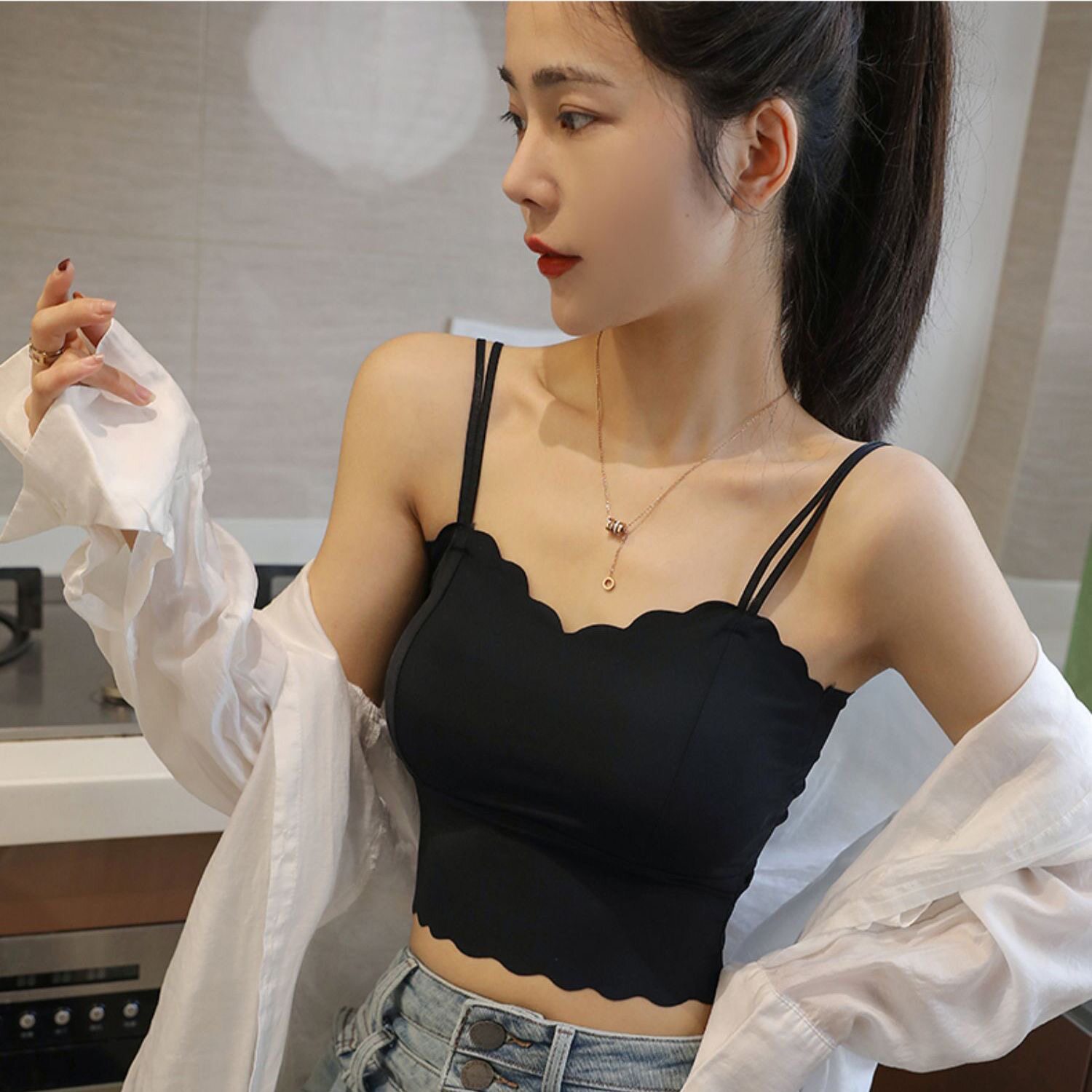 夏季清凉冰丝面料爆款韩版美背吊带背心百搭外穿打底抹胸裹胸内衣