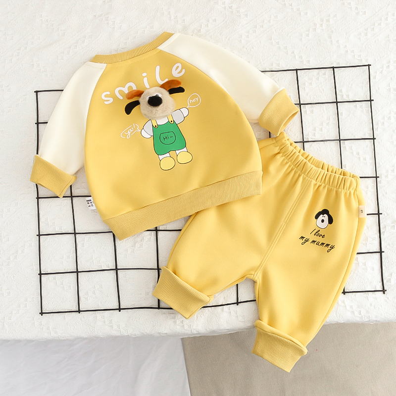 儿童春秋童装套装男童宝宝新款洋气卡通两件套衣服春秋季婴儿外出