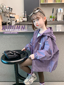 小女孩运动连帽上衣潮 洋气儿童秋冬款 女童冲锋衣外套冬装 2025新款