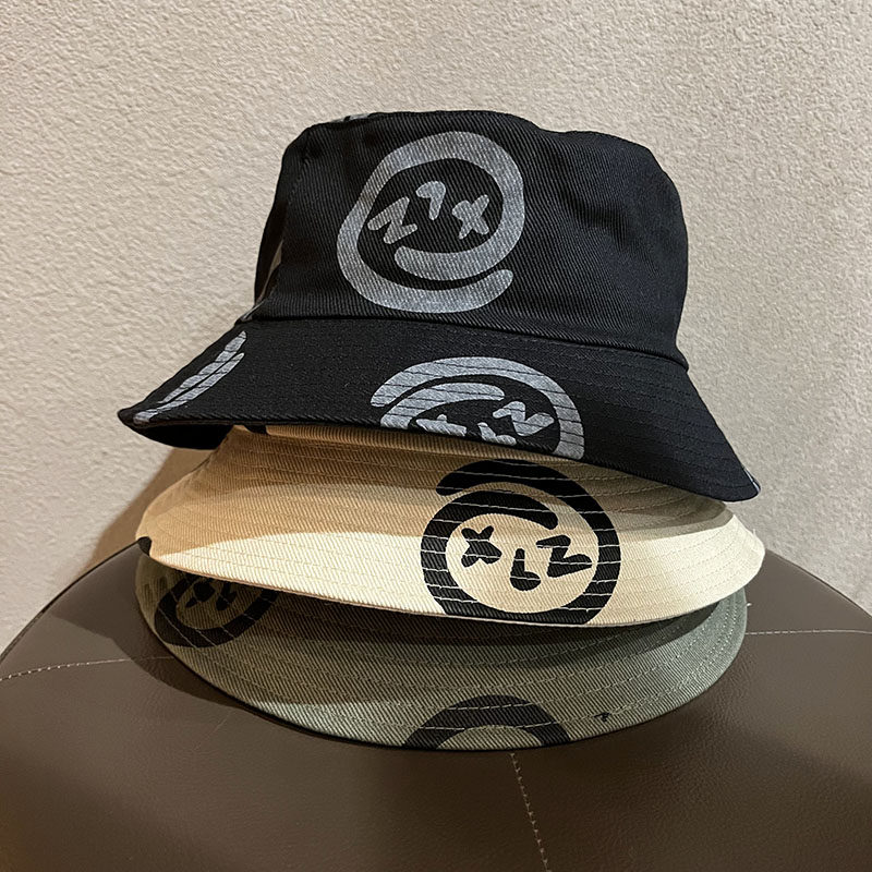 韩国潮牌笑脸双面盆帽女春夏时尚街头嘻哈遮阳宽檐渔夫帽子男情侣