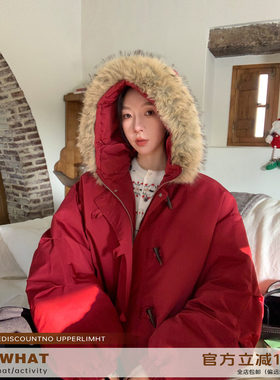 Vs what「雪山秘境」红色慵懒宽松棉服冬季新款保暖短款厚外套女