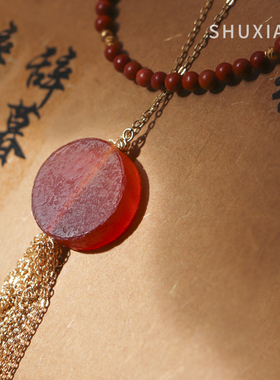 SHUXIAO原创设计优化老蜜蜡琥珀新中式【朝曦】系列耳环项链手链