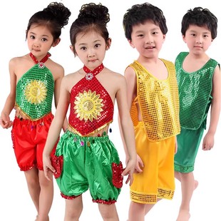 少儿肚兜表演服饰幼儿园女童中国风腰鼓舞蹈民族六一儿童演出服装
