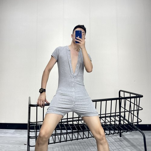 连体服男士家居服背心青叔睡衣