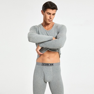 套装 青叔 打底男生纯棉圆领秋衣秋裤 修身 231201保暖内衣男款