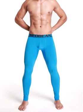 青叔1540413男士保暖裤加绒打底裤U凸囊袋紧身透气秋冬高弹秋裤