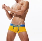 青叔204男士 冰丝透气U凸光滑纯色弹性性感速干青年底裤 内裤 平角裤