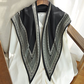 巾装 黑色腰封三角巾腰间配饰丝巾女新款 复古街舞裤 饰护颈小围巾