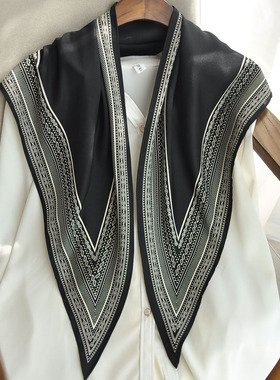 黑色腰封三角巾腰间配饰丝巾女新款复古街舞裤巾装饰护颈小围巾