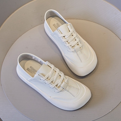 真皮小白鞋女小众设计感百搭软底