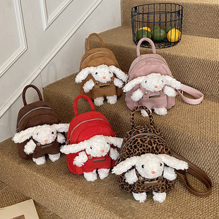 卡通可爱毛绒小兔子双肩包轻便出行男女童小书包新款外贸儿童背包