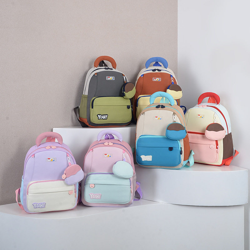 新款大容量小学生上课书包韩版男女童双肩包时尚撞色儿童背包跨境
