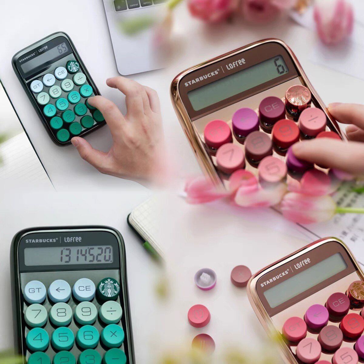 스타벅스 계산기 LOFREE 협력 공동 브랜드 기계식 키보드 휴대용 회계 사무용품 선물
