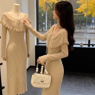 韩国超好看轻熟御姐风针织连衣裙女法式 高级感气质女神范包臀长裙