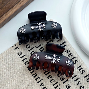 欧美风十字架大号抓夹鲨鱼夹盘发夹后脑勺甜酷风时尚发饰方抓夹