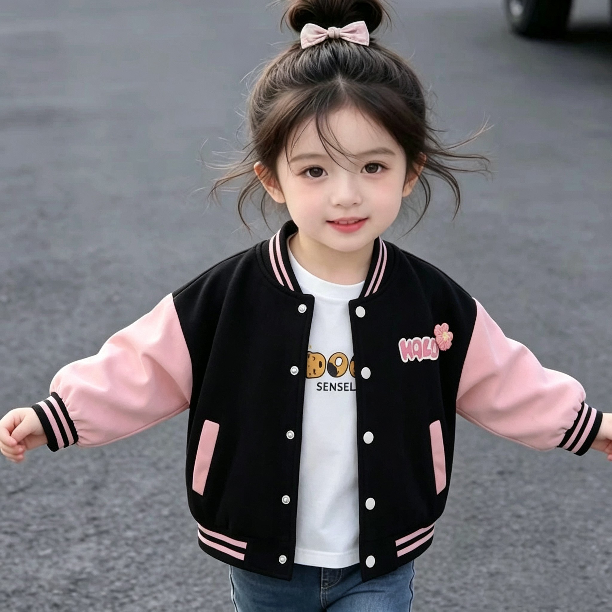 女童棒球服外套2026新款秋季儿童撞色上衣中小童时髦百搭夹克外套