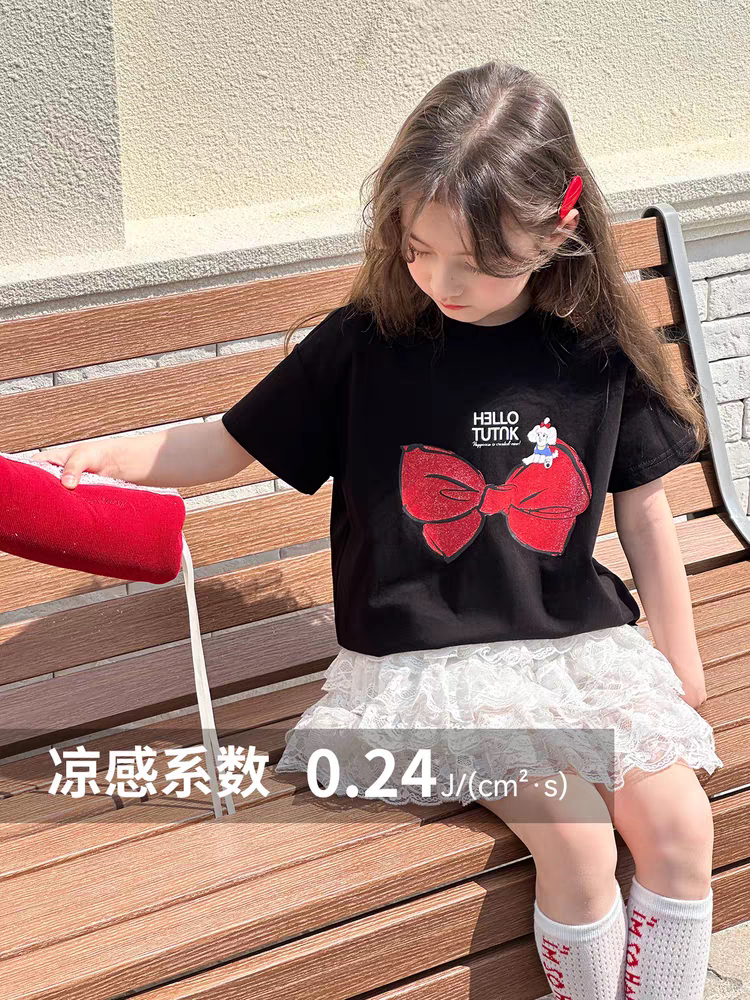 甜美风女童短袖T恤春夏装新款2026年儿童打底衫半袖趣味上衣体恤