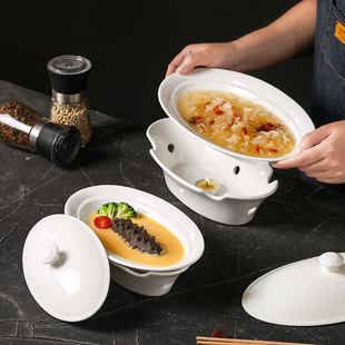 陶瓷蒸鱼盘蜡烛加热保温明炉剁椒鱼头专用盘椭圆盘菜盘子私房创意