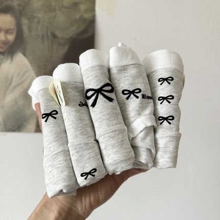 5条装18厘米加长裆纯棉内裤女生中腰灰色A类棉少女三角裤衩7A抗菌