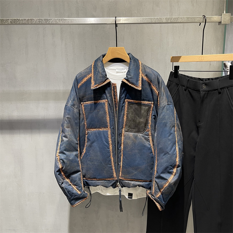 冬季重磅复古油画风翻领羽绒服