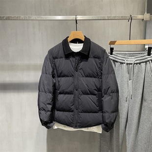 高级感拼接假两件翻领夹克羽绒服男冬季2025新款加厚保暖防寒外套