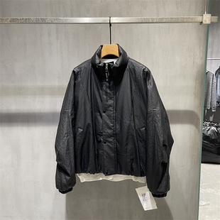 韩版 美式 新款 冬季 潮流宽松90白鸭绒皮衣外套男 复古立领羽绒服男士