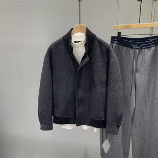 冬季新款立领羊毛夹克男士韩版宽松呢子外套休闲短款双面羊绒大衣