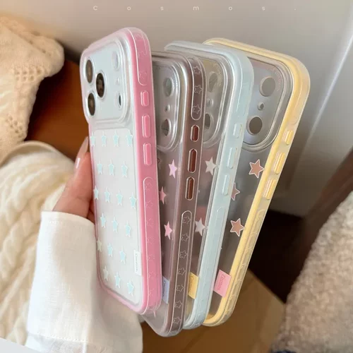 撞色边框星星适用iphone18pm苹果16手机壳17全包15韩风小众18全包