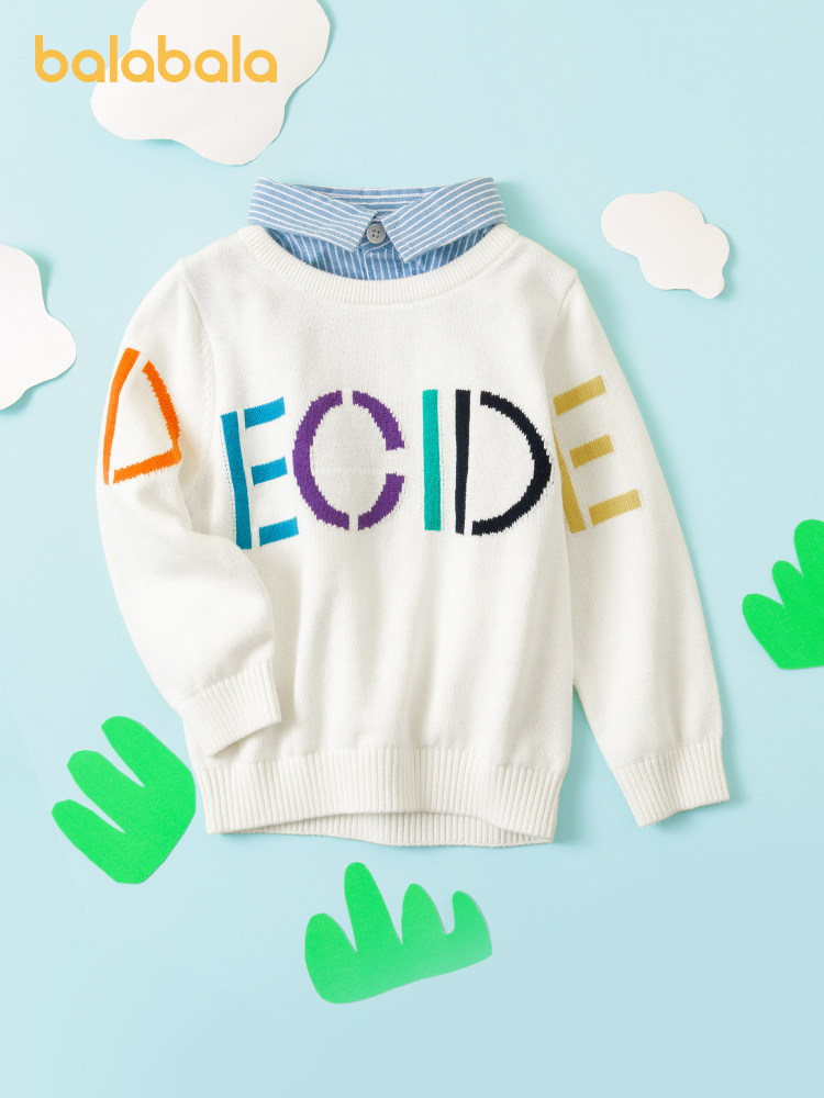 Barabara Children's Clothing Boys Sweater Baby Spring Dress Children's Sweater Clearance Pullover Fake Two Pieces Gentleman