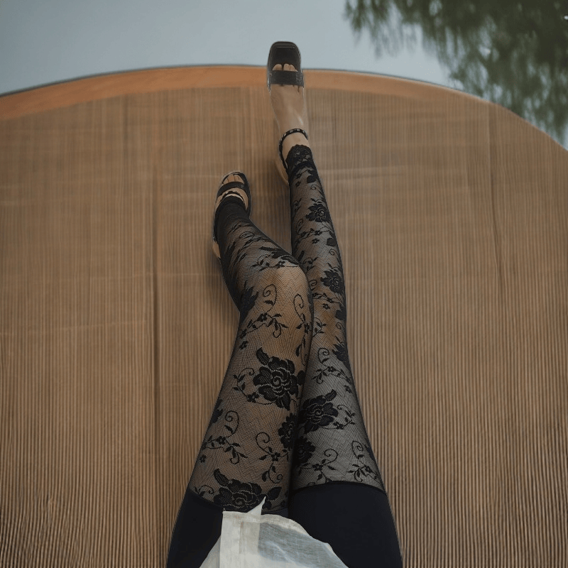 春夏秋蕾丝镂空打底裤外穿网纱防走光弹力九分裤薄款大码防晒裤女