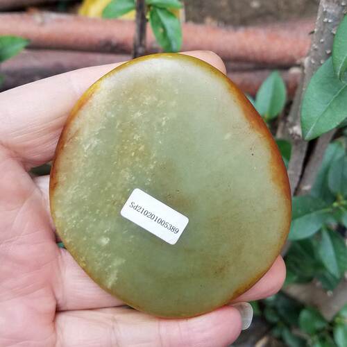 湖水绿原石毛料寻顾和田玉手把件