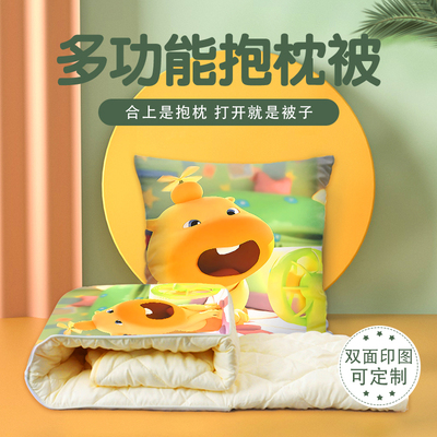 水豚噜噜抱枕超软两用多功能空调被办公抱枕被子二合一被子卡通