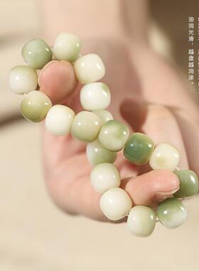 自然风化国潮小清新老型珠文玩绕指柔一抹茶田园学生单圈手串念珠