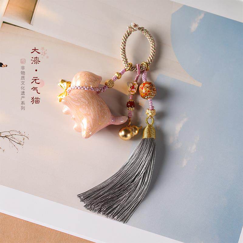 小众可爱超高颜值软萌大漆猫文玩手工编制精美创意包包链/汽车坠