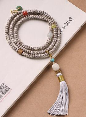 原创星月菩提念珠108颗DIY手工文艺古风多圈手串流苏穗子手持手串