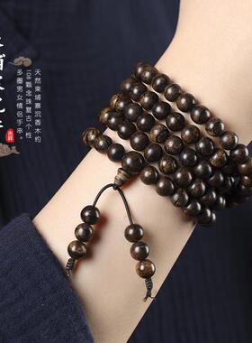 国潮文艺素雅柬埔寨沉香木念珠佛珠约108颗多圈文玩手串手持