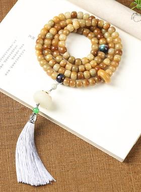 原创风化菩提敦煌色老型菩提珠约108颗多圈国潮国风流苏文玩手串