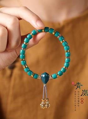 薄荷碧色绿松石手串小众新中式手链叠戴女款高瓷绿色科技松文玩串