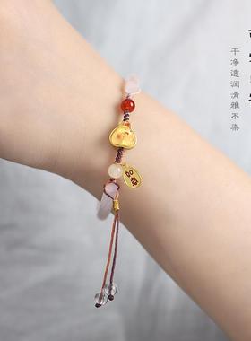 原创冰种白玉髓冰清玉洁气质可爱萌宠手镯可自动调节手围大气高级