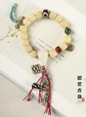 风化菩提根南瓜珠腕间配戴文玩绕指柔手串女编绳流苏手链森系国潮