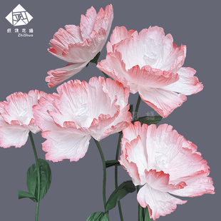 高端婚庆纸艺装饰婚礼现场装饰布置手工纸艺花大型仿真纸花虞美人