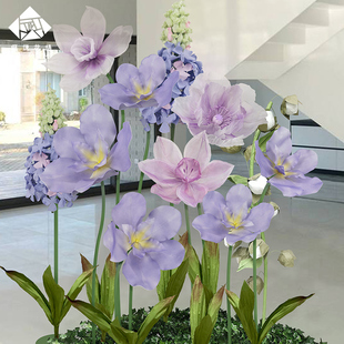 大型橱窗展柜纸艺花婚庆舞台道具立体手工仿真鸢尾花高端纸艺装饰