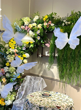 大型手工立体仿真蝴蝶橱窗美陈室内装饰庆功杀青宴布置欧根纱蝴蝶