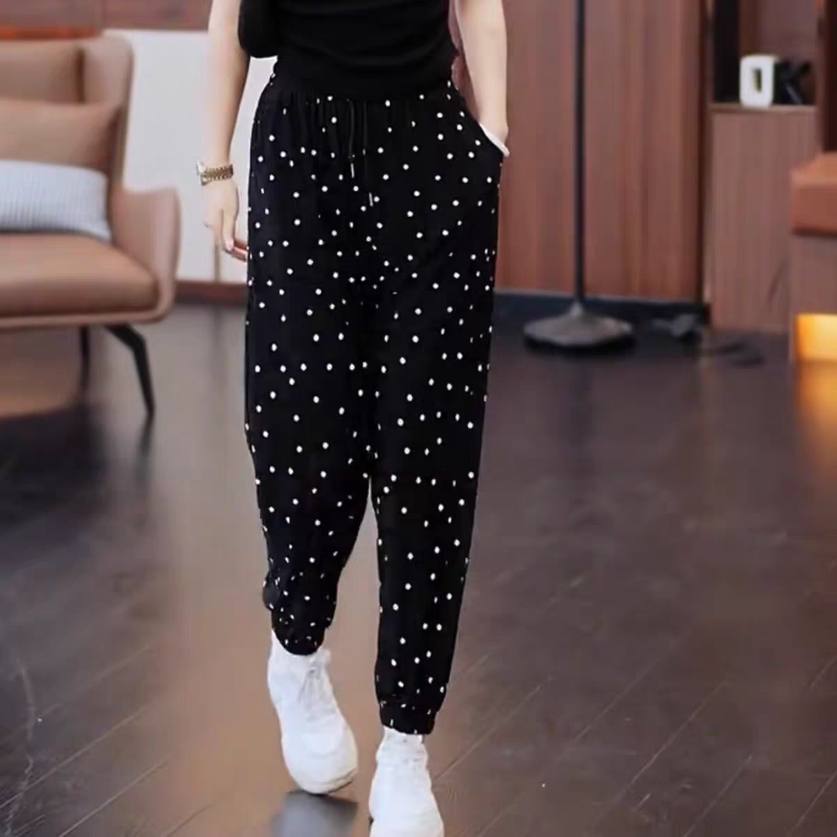 冰丝休闲裤女夏雪纺凉凉裤爆款速干裤高腰洋气薄款印花宽松束脚裤,女装/女士精品,休闲裤,淘宝优惠券,粉丝福利购,淘宝优惠卷