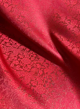 金通凤穿牡丹婚服面料汉服布料