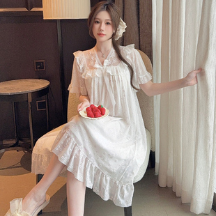 莫代尔网纱睡裙女夏季 睡衣甜美公主风家居服可外穿 新款 带胸垫短袖