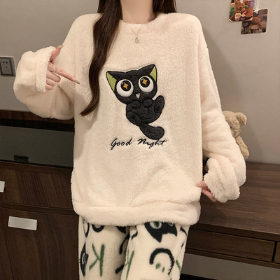 长毛绒睡衣女秋冬季2025新款套装