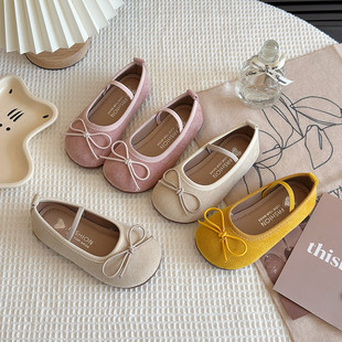 女童鞋子2026春秋新款儿童公主鞋绒面皮鞋小女孩豆豆鞋宝宝鞋单鞋