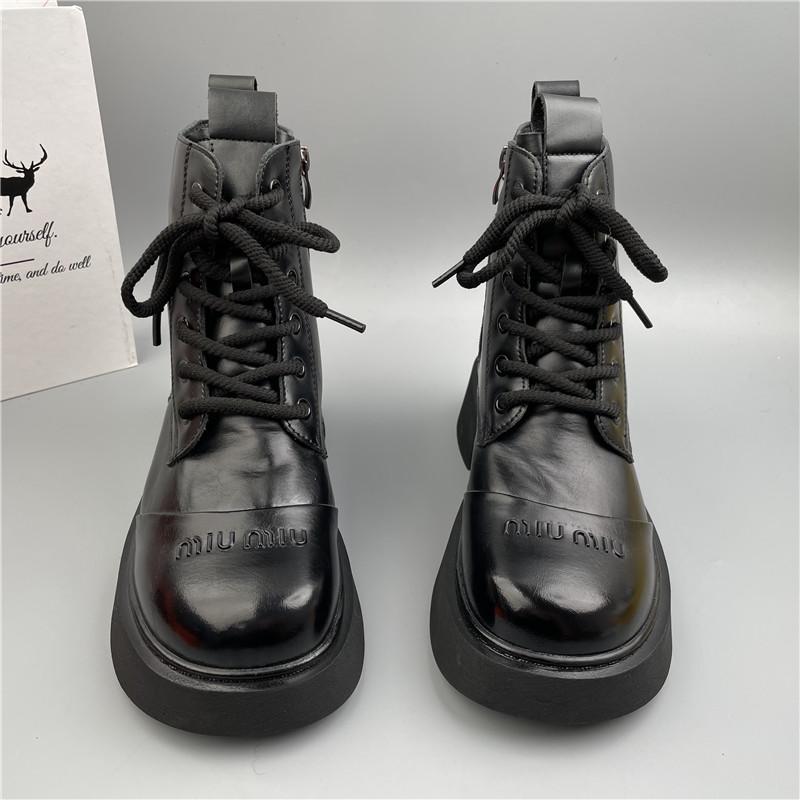 撤柜大牌英伦风厚底真皮马丁靴女
